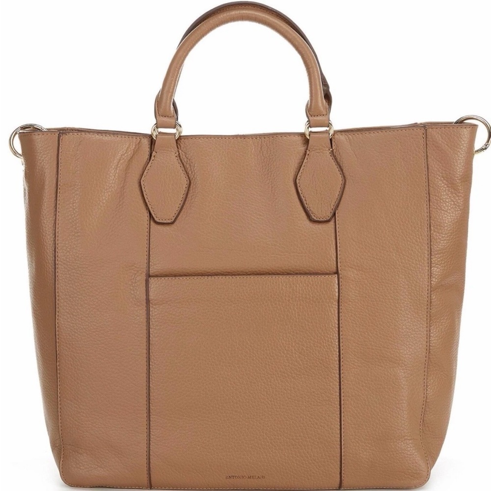 Antonio Melani Pebble Taupe Leather Tote Bag